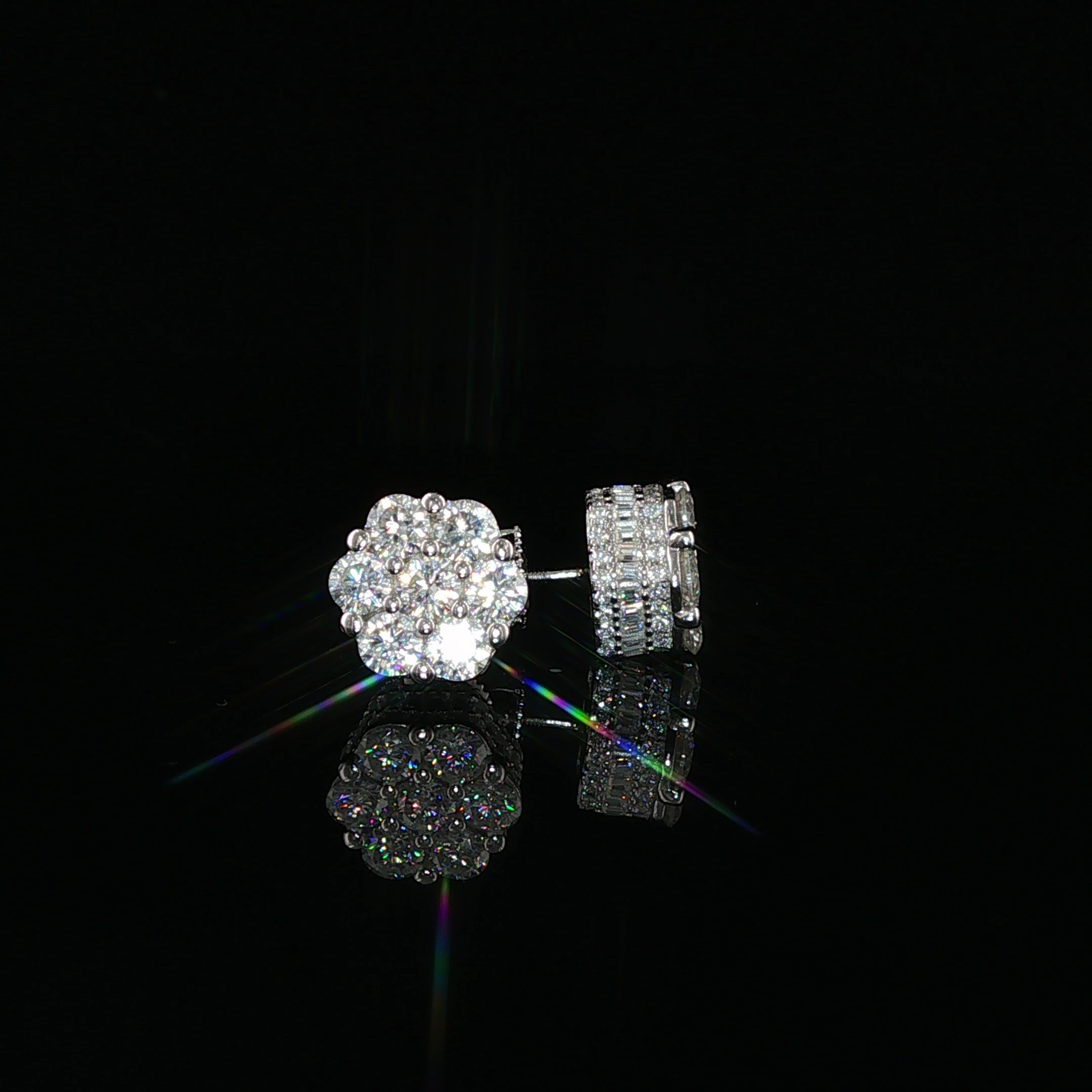 Flower Cluster Moissanite Stud Earrings | 4 Ctw & 5.22 Ctw | 925 Sterling Silver | 2 Sizes - 10mm & 12mm