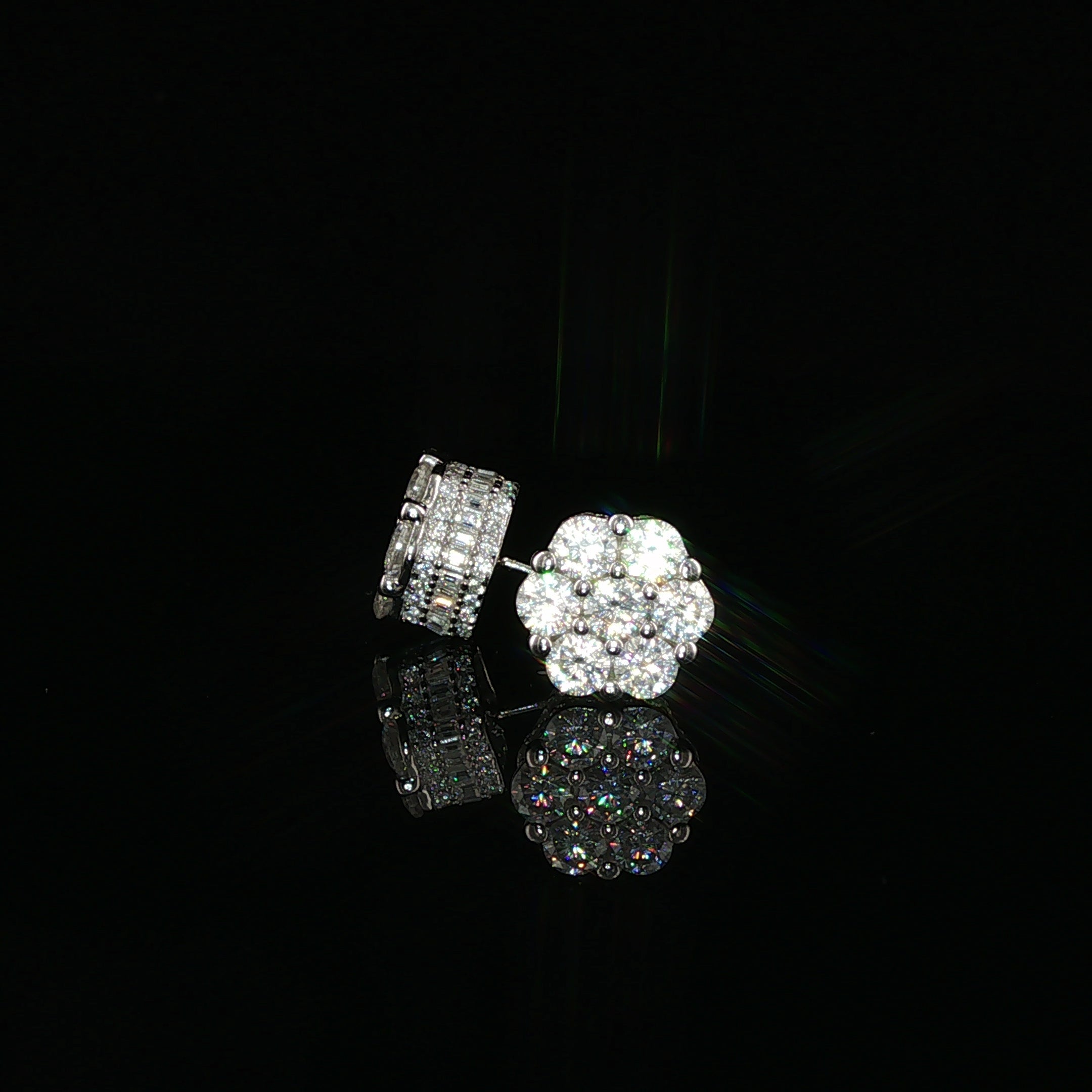 Flower Cluster Moissanite Stud Earrings | 4 Ctw & 5.22 Ctw | 925 Sterling Silver | 2 Sizes - 10mm & 12mm