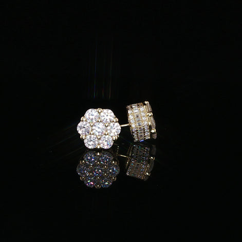 Flower Cluster Moissanite Stud Earrings | 4 Ctw & 5.22 Ctw | 925 Sterling Silver | 2 Sizes - 10mm & 12mm