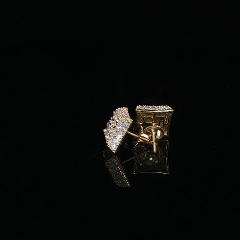 925 Sterling Silver Iced Out Kite Square Moissanite Stud Earrings - 1Ctw Available with Silver and Gold Finished