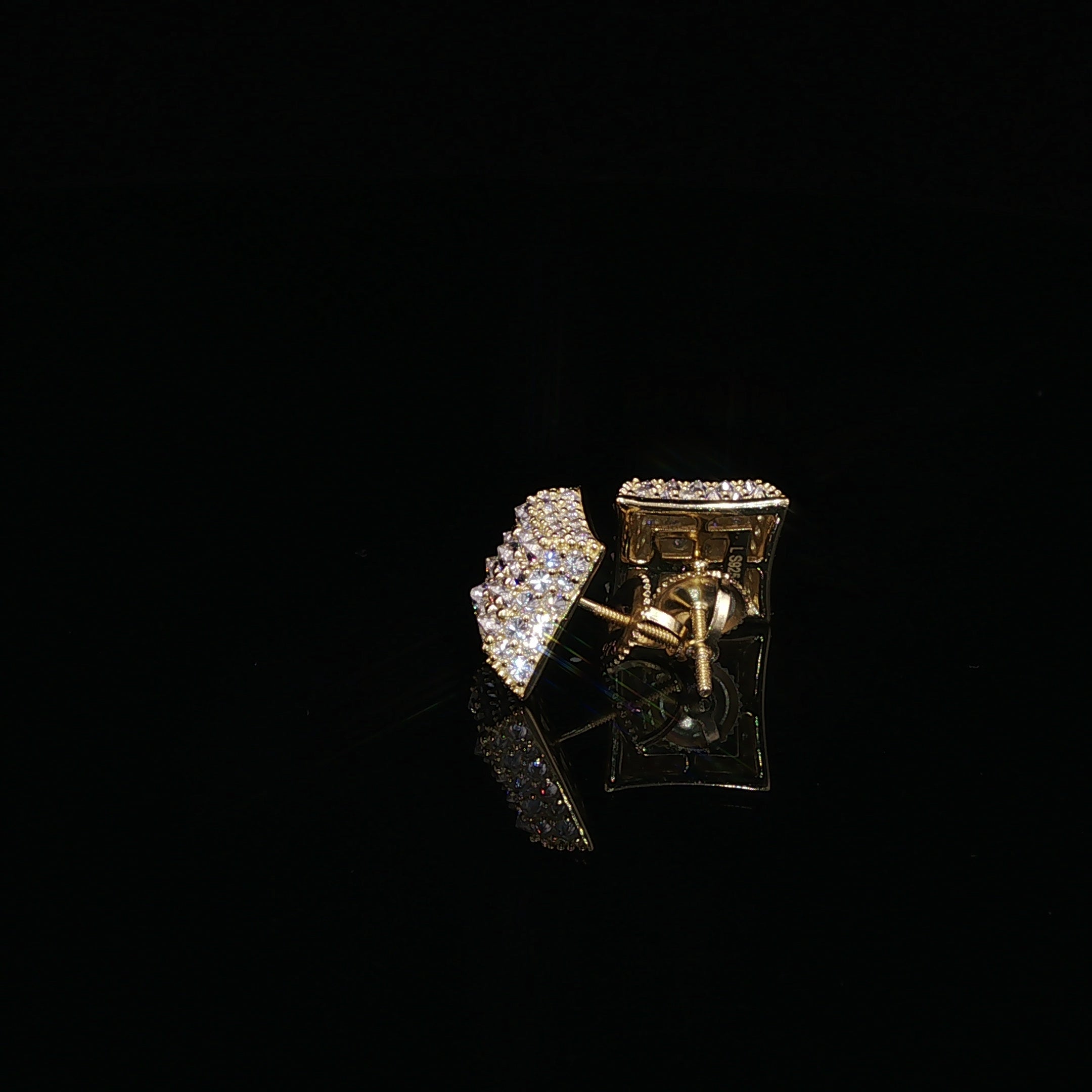 925 Sterling Silver Iced Out Kite Square Moissanite Stud Earrings - 1Ctw Available with Silver and Gold Finished