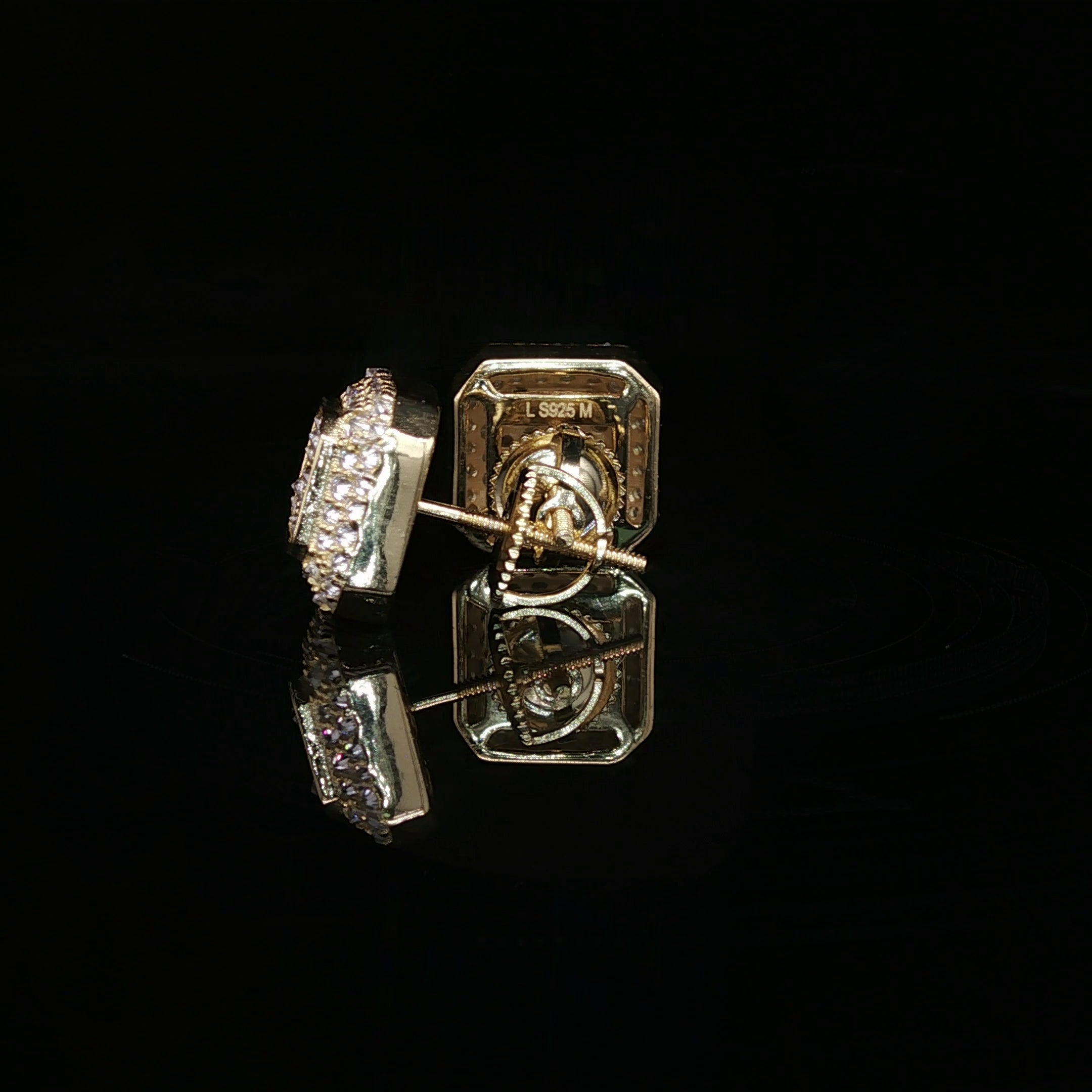 Men's Iced Out Double Halo Octagon Studs – 925 Sterling Silver | VVS Moissanite | 3D Tiered Design