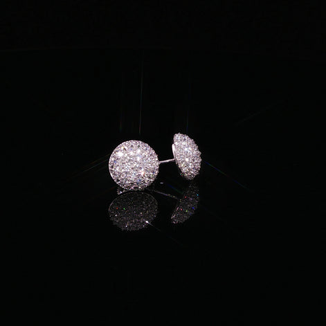 925 Sterling Silver Iced Out Round Pavé Dome Moissanite Stud Earrings - 0.7Ctw Available with Silver and Gold Finished