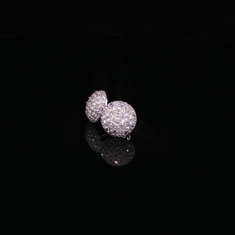 925 Sterling Silver Iced Out Round Pavé Dome Moissanite Stud Earrings - 0.7Ctw Available with Silver and Gold Finished
