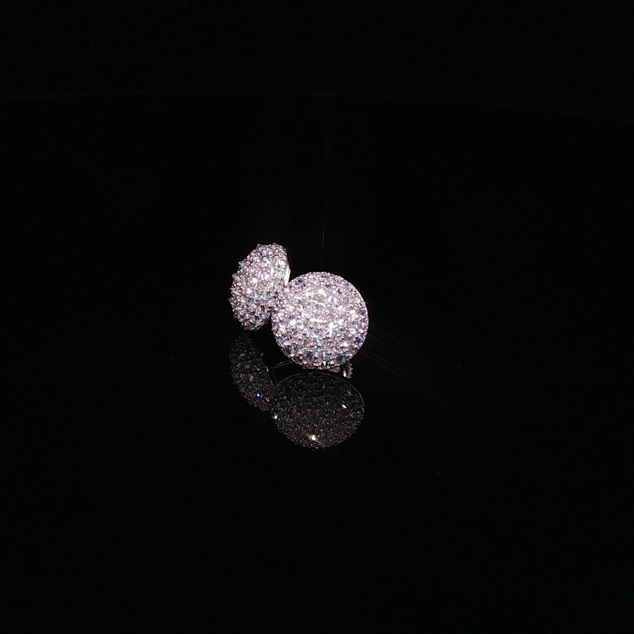 925 Sterling Silver Iced Out Round Pavé Dome Moissanite Stud Earrings - 0.7Ctw Available with Silver and Gold Finished