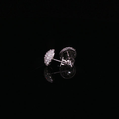 925 Sterling Silver Iced Out Round Pavé Dome Moissanite Stud Earrings - 0.7Ctw Available with Silver and Gold Finished