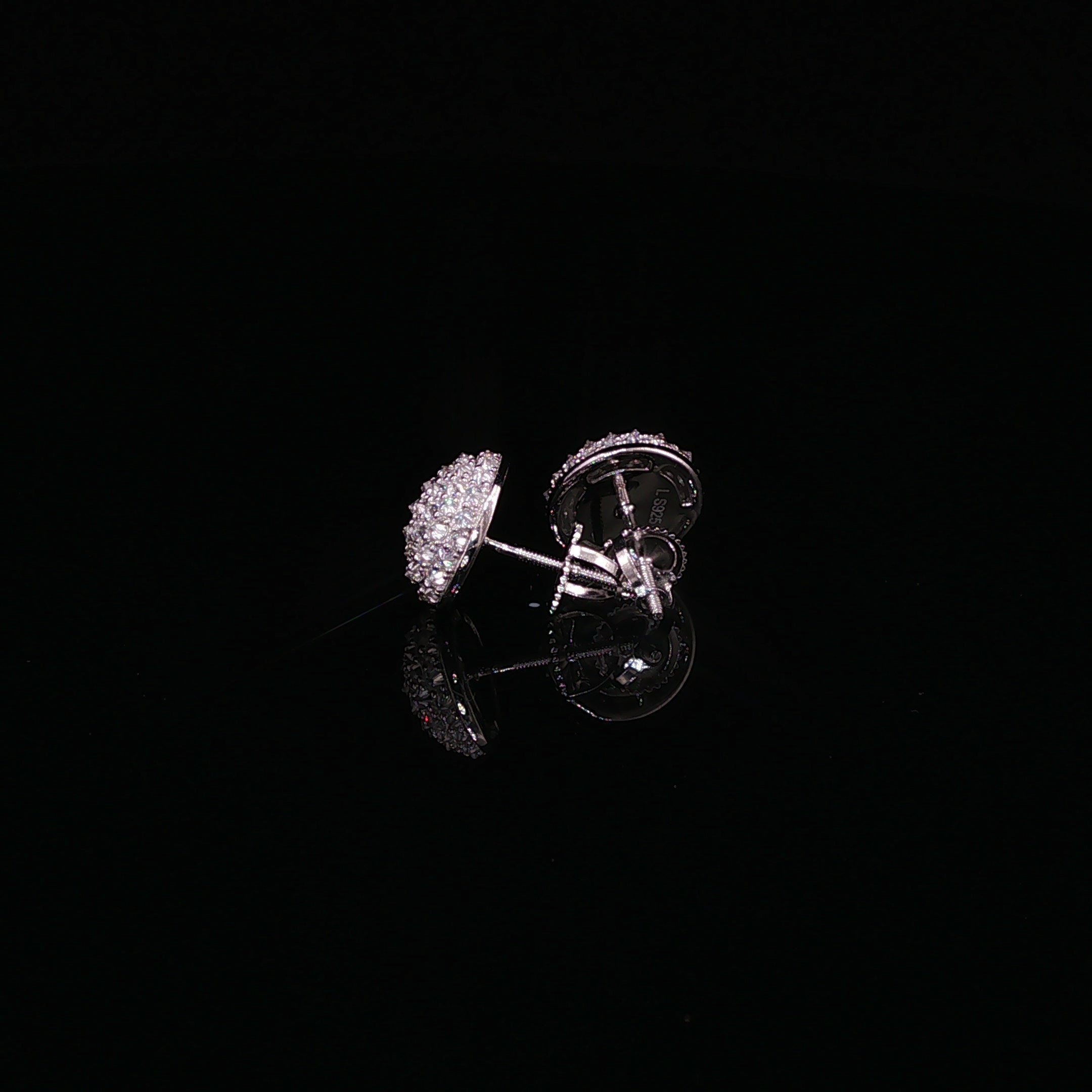 925 Sterling Silver Iced Out Round Pavé Dome Moissanite Stud Earrings - 0.7Ctw Available with Silver and Gold Finished