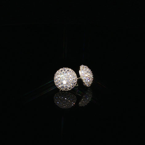 925 Sterling Silver Iced Out Round Pavé Dome Moissanite Stud Earrings - 0.7Ctw Available with Silver and Gold Finished