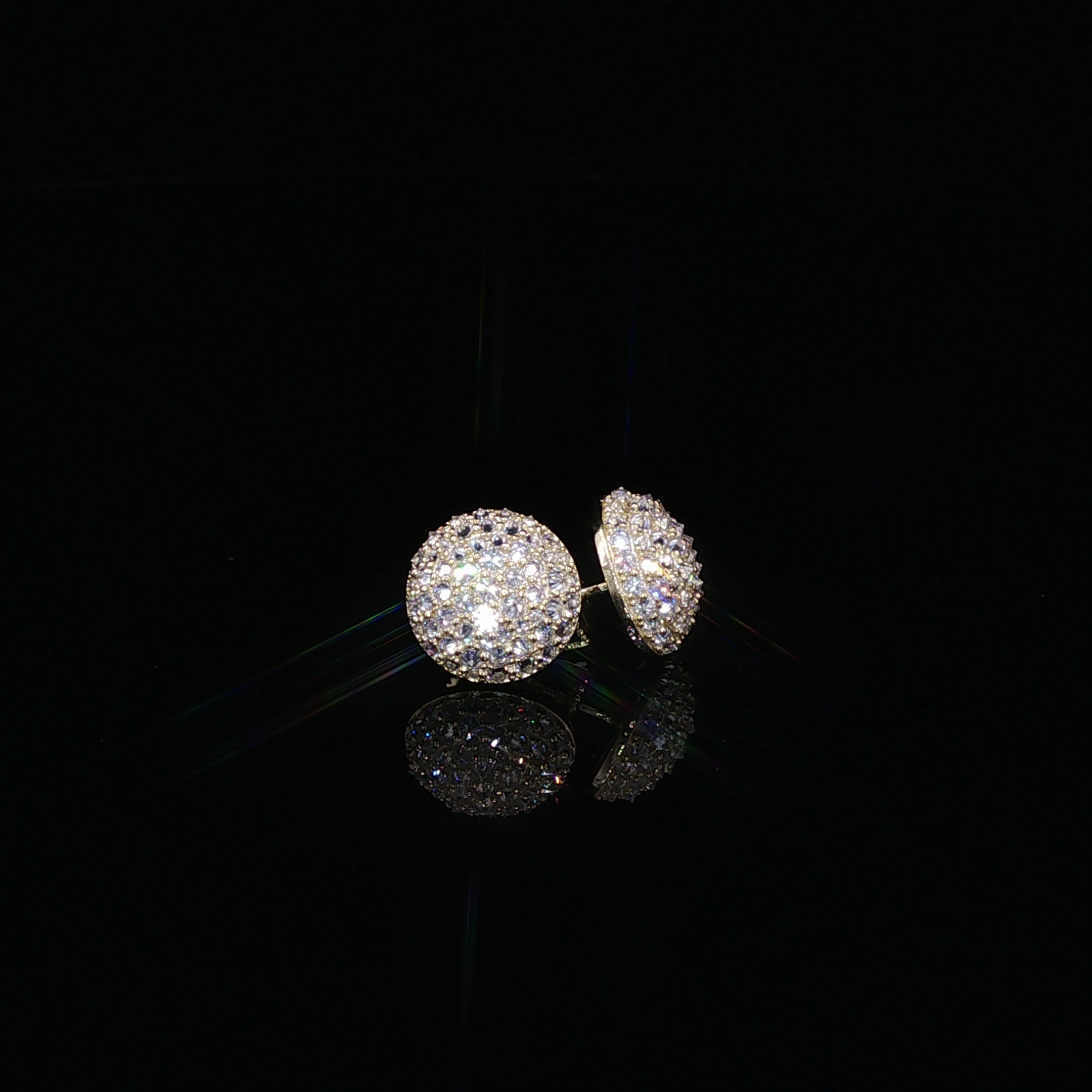 925 Sterling Silver Iced Out Round Pavé Dome Moissanite Stud Earrings - 0.7Ctw Available with Silver and Gold Finished