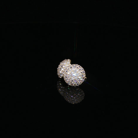 925 Sterling Silver Iced Out Round Pavé Dome Moissanite Stud Earrings - 0.7Ctw Available with Silver and Gold Finished
