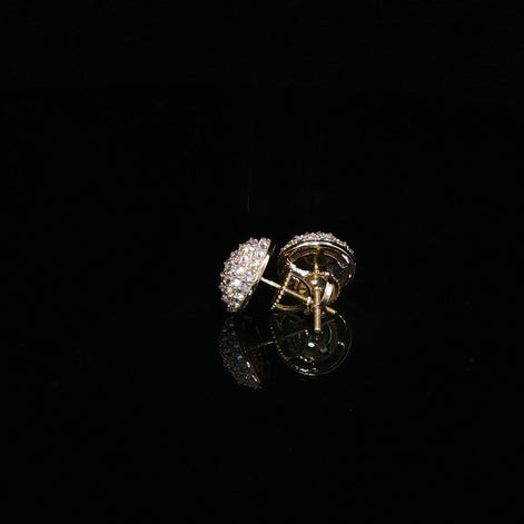 925 Sterling Silver Iced Out Round Pavé Dome Moissanite Stud Earrings - 0.7Ctw Available with Silver and Gold Finished