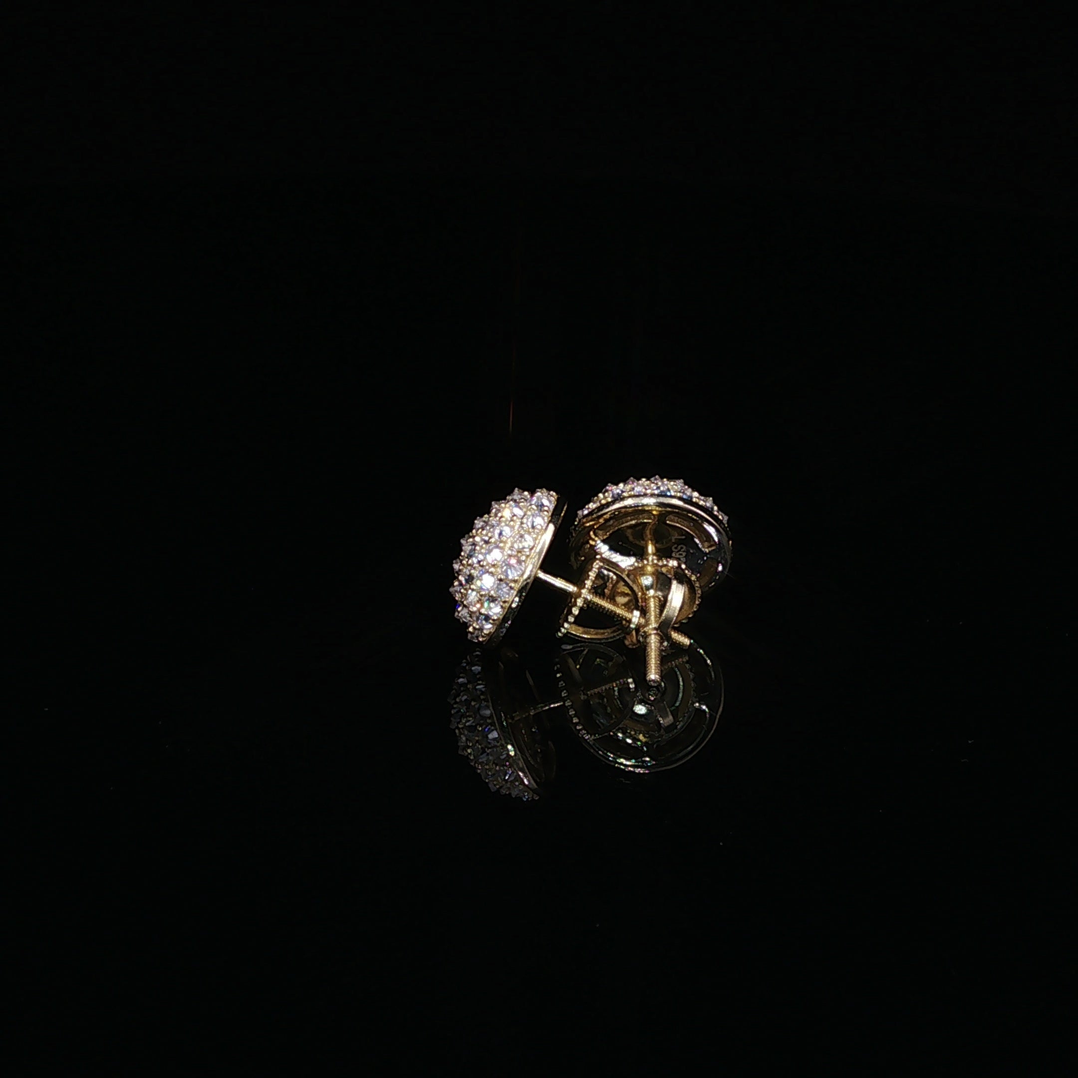 925 Sterling Silver Iced Out Round Pavé Dome Moissanite Stud Earrings - 0.7Ctw Available with Silver and Gold Finished