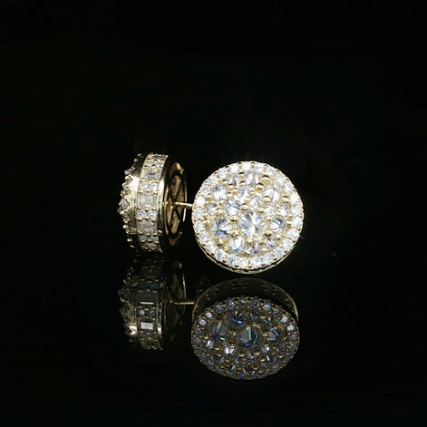 Men's Iced Out Domed Multi-Cut Stud Earrings – 925 Sterling Silver | Baguette & Round VVS Moissanite