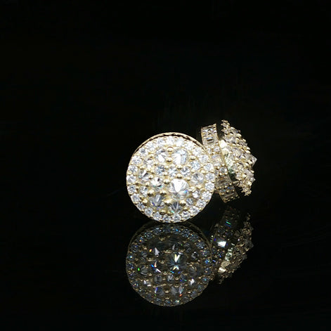 Men's Iced Out Domed Multi-Cut Stud Earrings – 925 Sterling Silver | Baguette & Round VVS Moissanite
