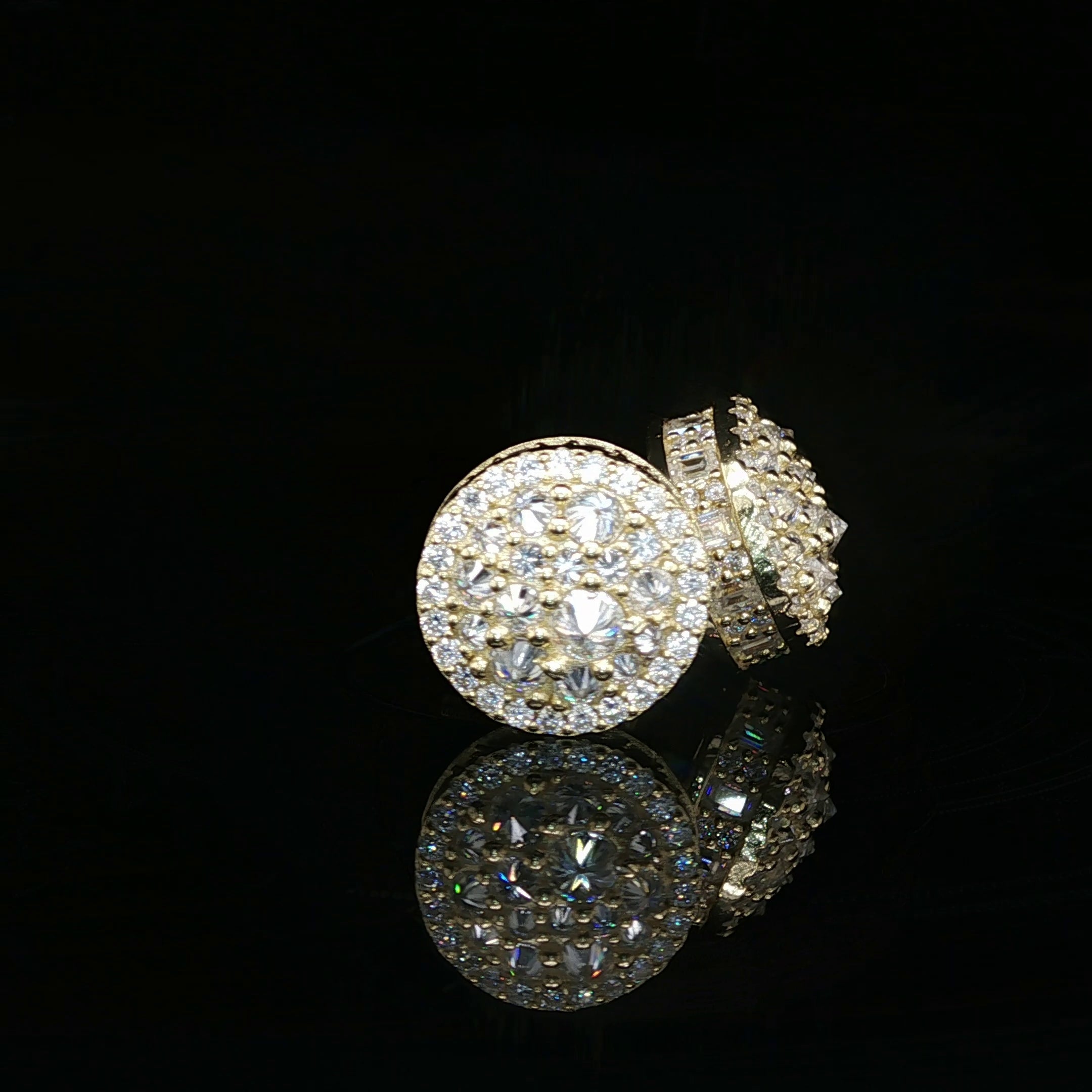 Men's Iced Out Domed Multi-Cut Stud Earrings – 925 Sterling Silver | Baguette & Round VVS Moissanite