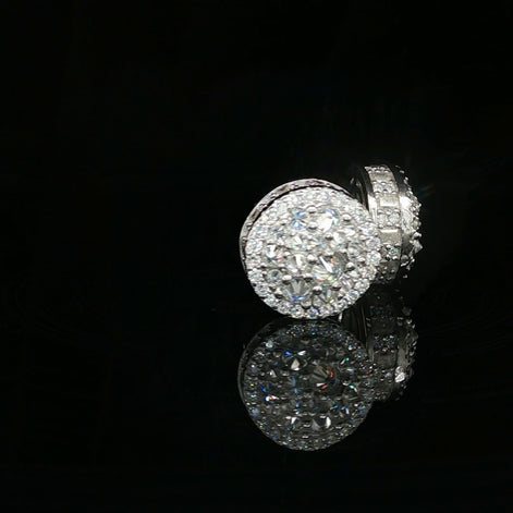 Men's Iced Out Domed Multi-Cut Stud Earrings – 925 Sterling Silver | Baguette & Round VVS Moissanite