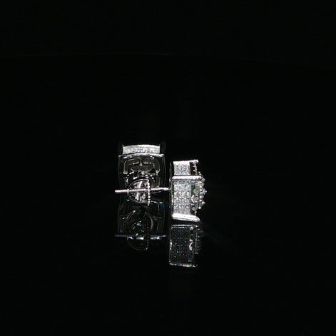 925 Sterling Silver Iced Out Square Baguette Halo Moissanite Stud Earrings - 0.7 Ctw Available with Silver and Gold Finished