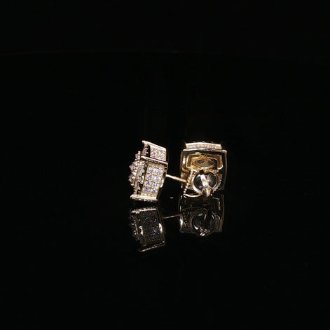 925 Sterling Silver Iced Out Square Baguette Halo Moissanite Stud Earrings - 0.7 Ctw Available with Silver and Gold Finished