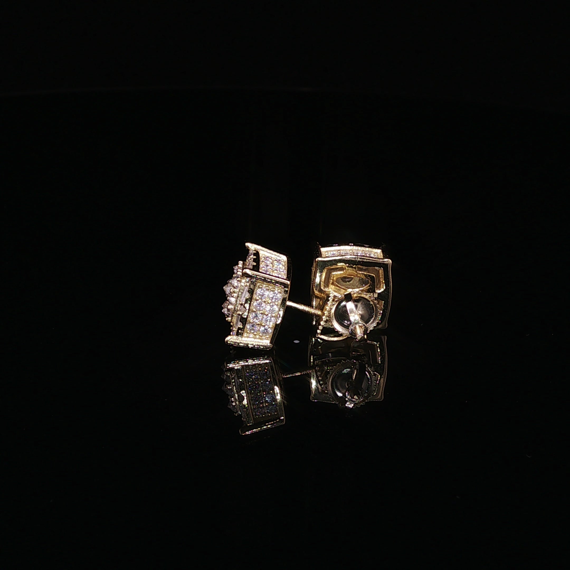 925 Sterling Silver Iced Out Square Baguette Halo Moissanite Stud Earrings - 0.7 Ctw Available with Silver and Gold Finished