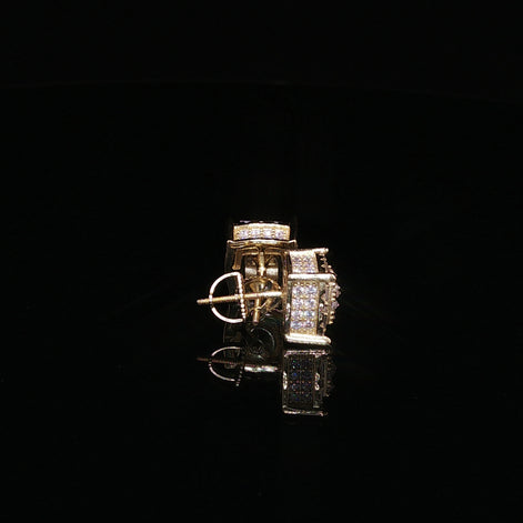 925 Sterling Silver Iced Out Square Baguette Halo Moissanite Stud Earrings - 0.7 Ctw Available with Silver and Gold Finished