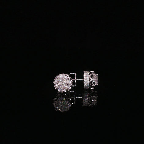 Princess Cluster Moissanite Stud Earrings | 1.2 Ctw | 925 Sterling Silver | Screw Back