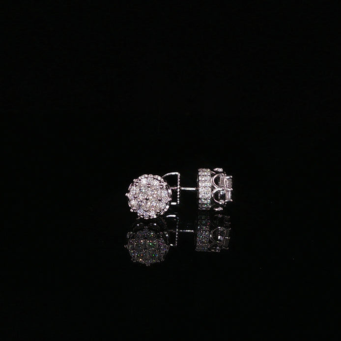 Princess Cluster Moissanite Stud Earrings | 1.2 Ctw | 925 Sterling Silver | Screw Back