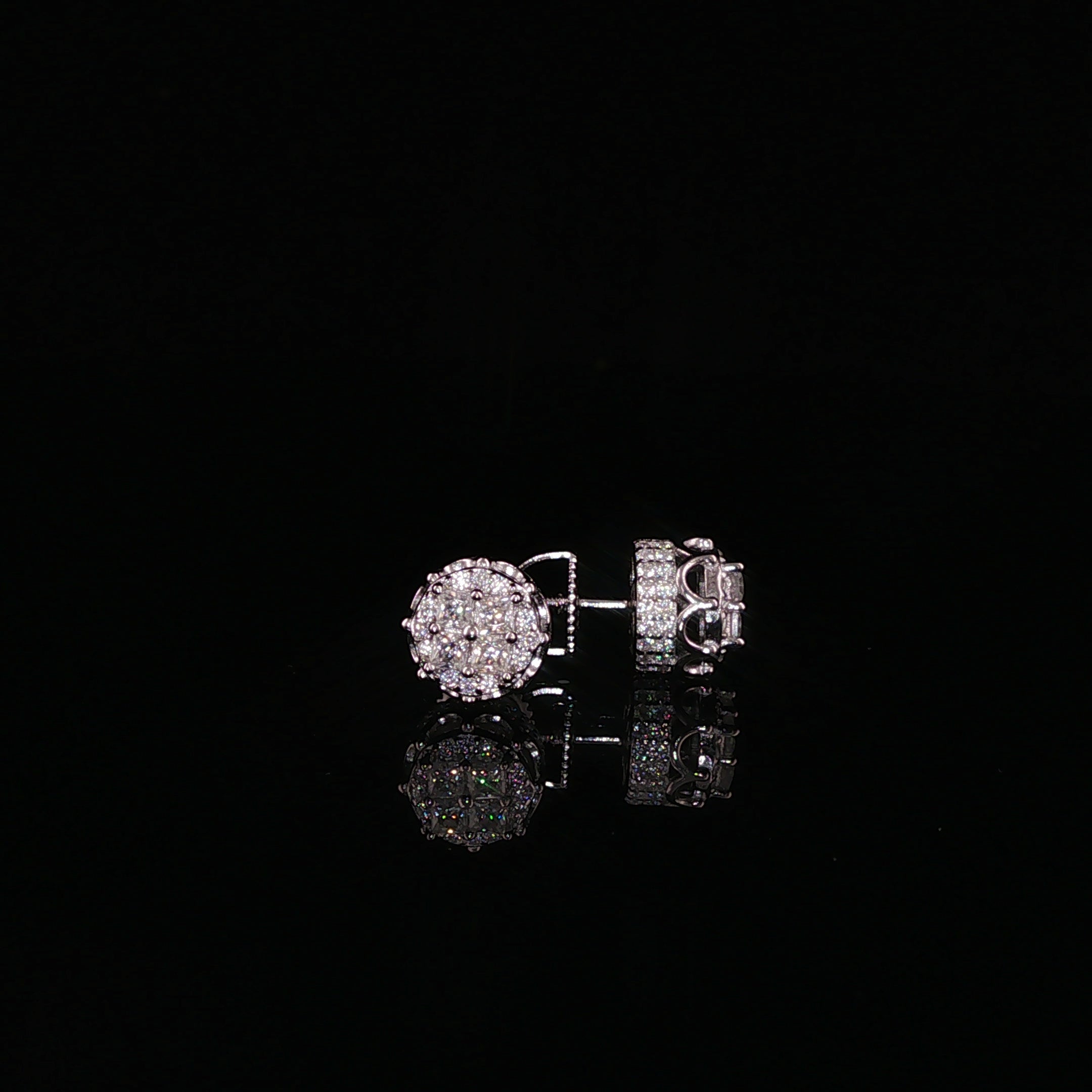 Princess Cluster Moissanite Stud Earrings | 1.2 Ctw | 925 Sterling Silver | Screw Back