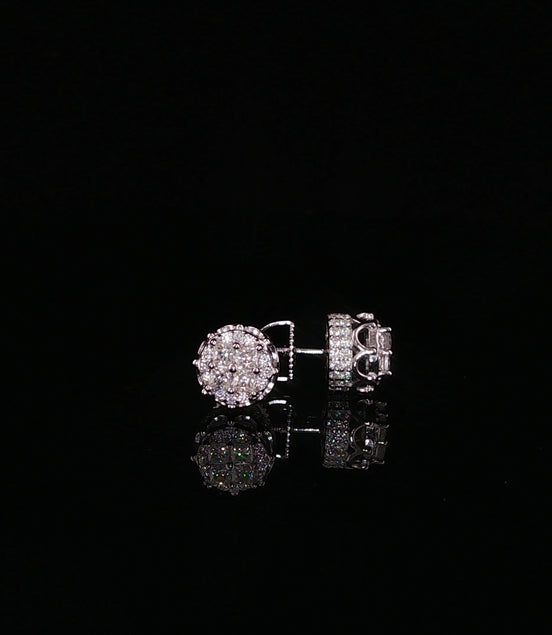 Princess Cluster Moissanite Stud Earrings | 1.2 Ctw | 925 Sterling Silver | Screw Back
