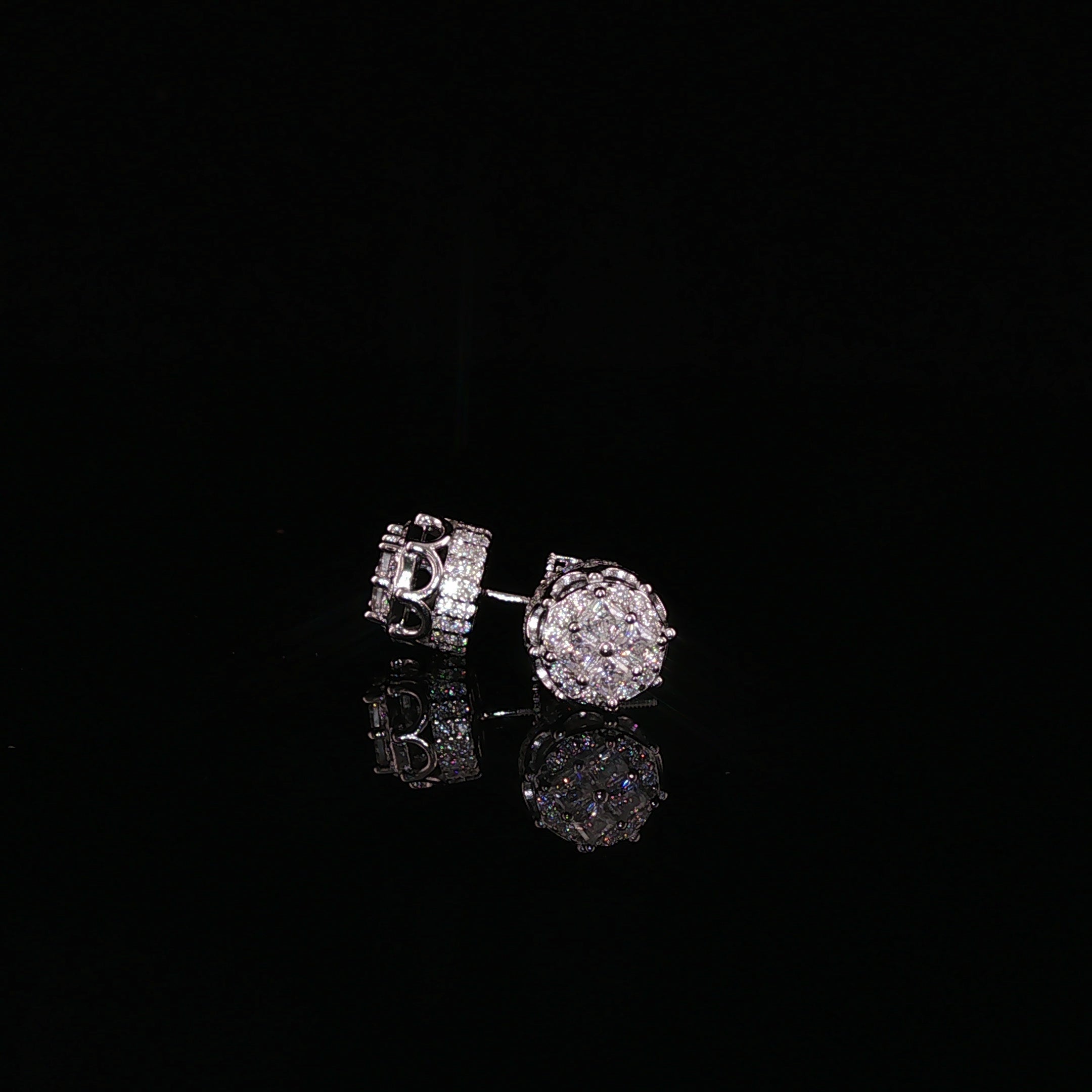 Princess Cluster Moissanite Stud Earrings | 1.2 Ctw | 925 Sterling Silver | Screw Back