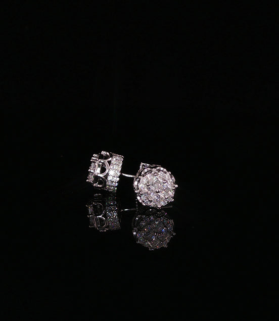 Princess Cluster Moissanite Stud Earrings | 1.2 Ctw | 925 Sterling Silver | Screw Back