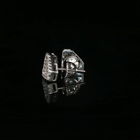 Men's Iced Out "Diamond Shape" Logo Stud Earrings – 925 Sterling Silver | Baguette & Round VVS Moissanite