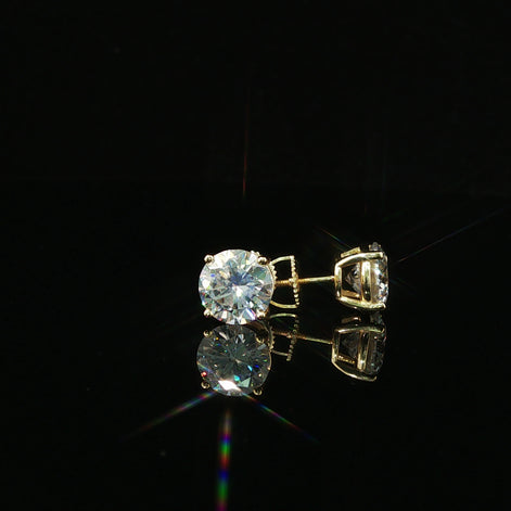 Brilliant Round Diamond Stud Earrings | 4ct VVS | 8mm