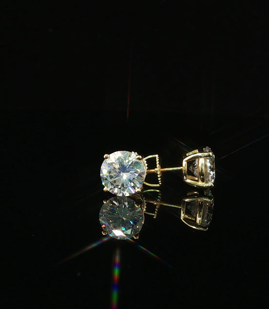 Brilliant Round Diamond Stud Earrings | 4ct VVS | 8mm