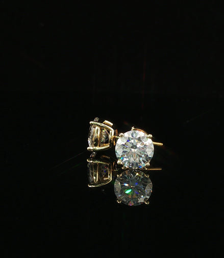 Brilliant Round Diamond Stud Earrings | 4ct VVS | 8mm