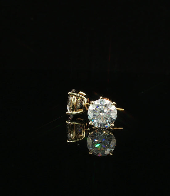 Brilliant Round Diamond Stud Earrings | 4ct VVS | 8mm