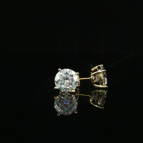 Brilliant Round Diamond Stud Earrings | 6ct VVS | 9mm