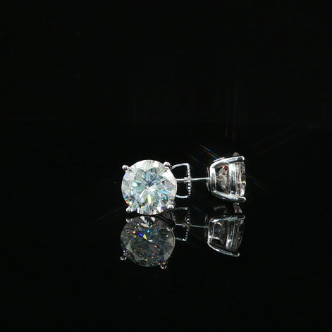 Brilliant Round Diamond Stud Earrings | 6ct VVS | 9mm