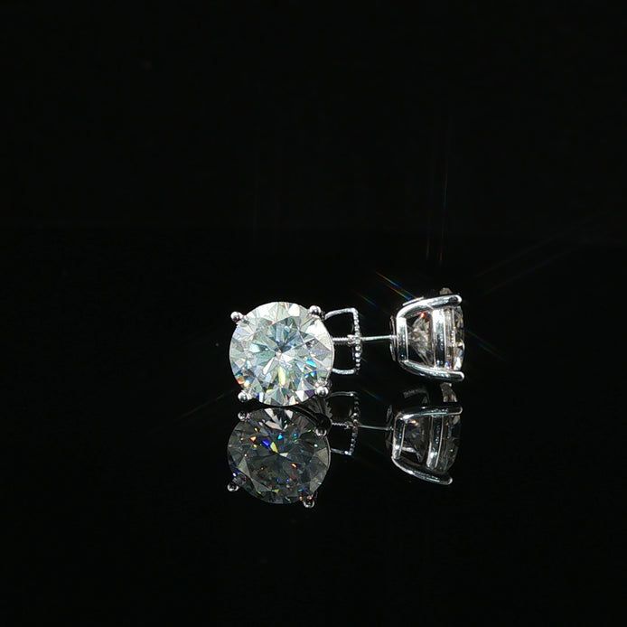 Brilliant Round Diamond Stud Earrings | 6ct VVS | 9mm