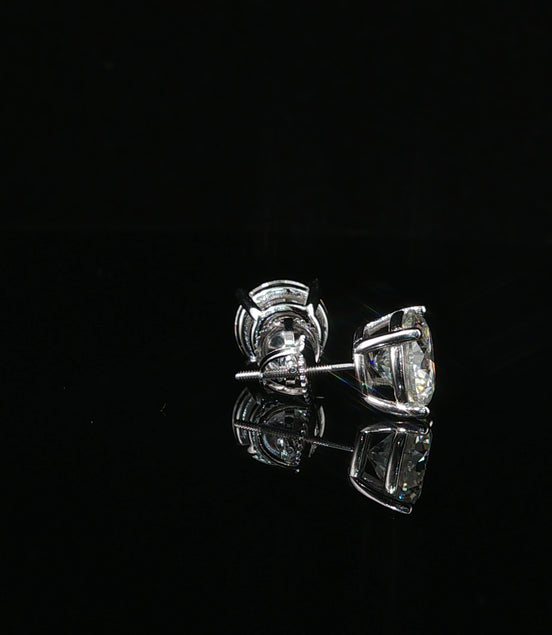 Brilliant Round Diamond Stud Earrings | 6ct VVS | 9mm