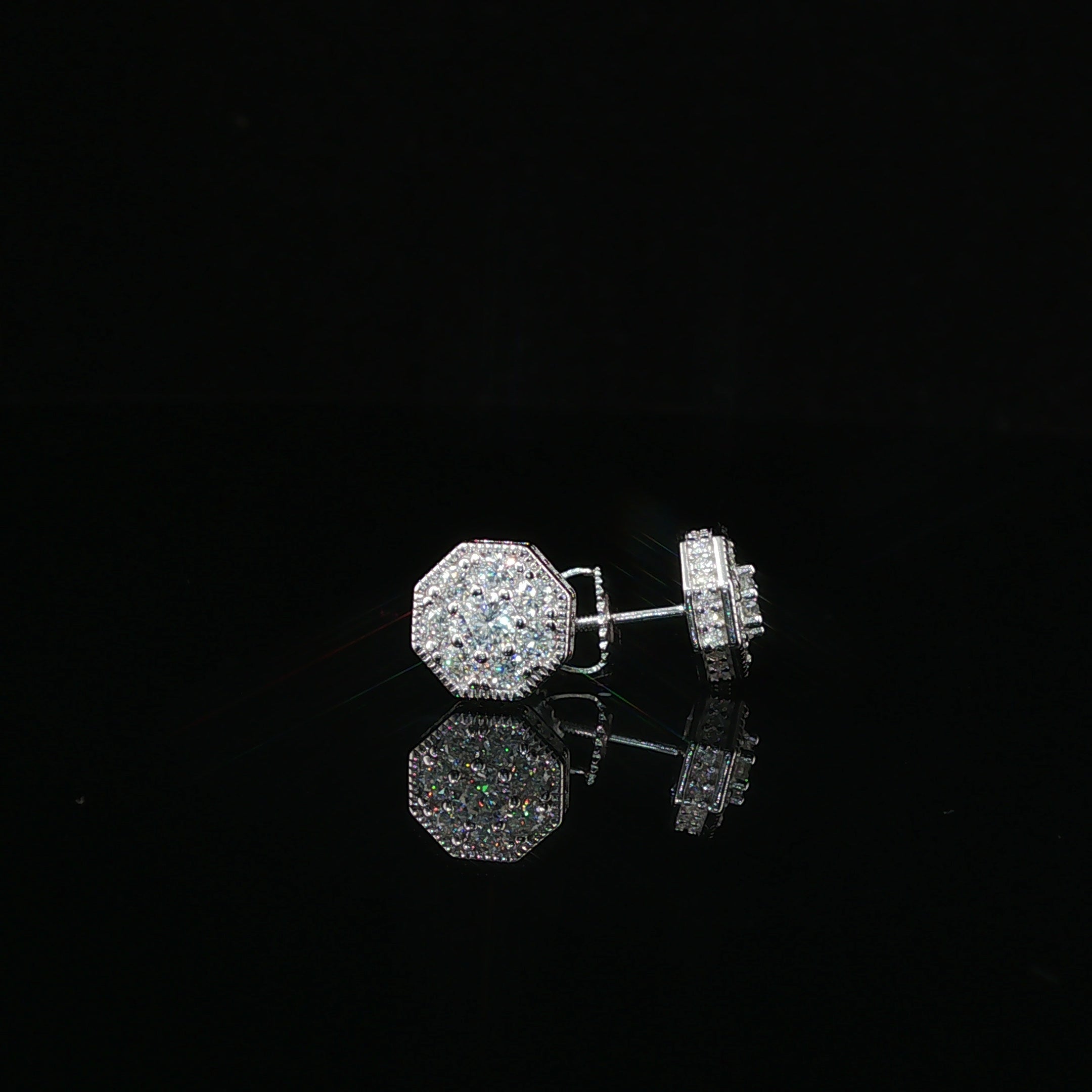 Dazzling Diamond Octagon Stud Earrings | 8mm | VVS