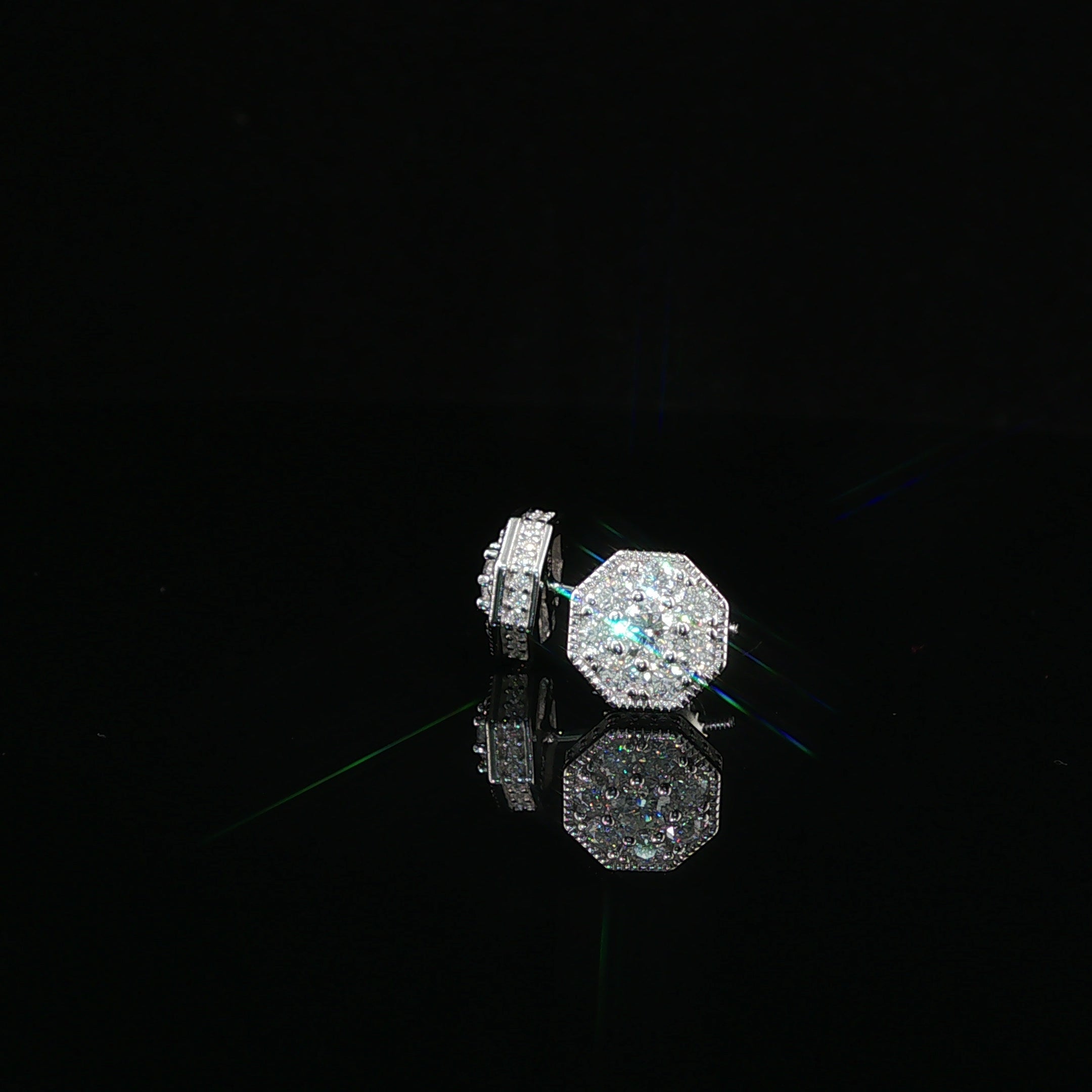 Dazzling Diamond Octagon Stud Earrings | 8mm | VVS
