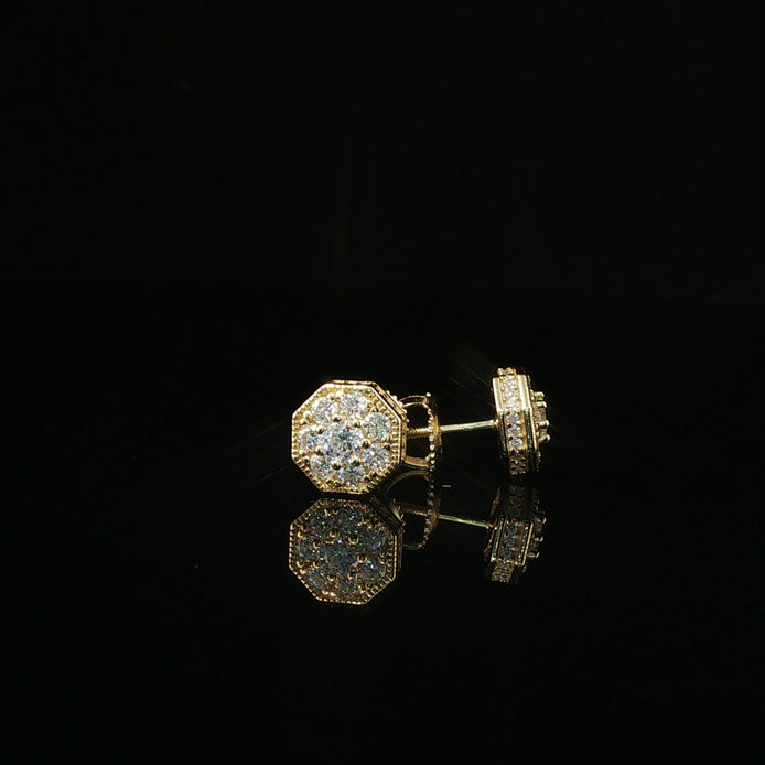 Dazzling Diamond Octagon Stud Earrings | 8mm | VVS