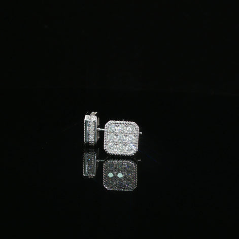 Iced Out Square Cluster Stud Earrings | 8mm | VVS