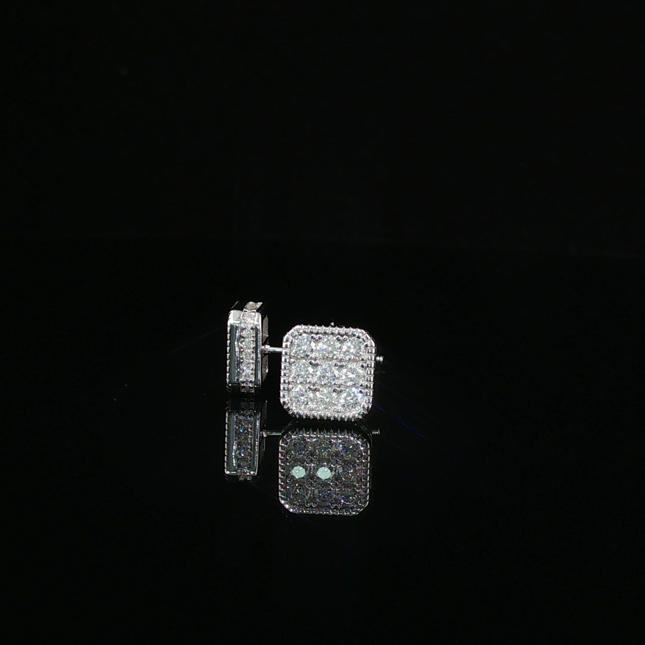 Iced Out Square Cluster Stud Earrings | 8mm | VVS