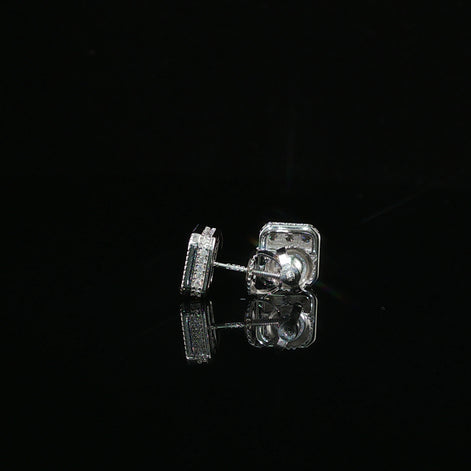 Iced Out Square Cluster Stud Earrings | 8mm | VVS