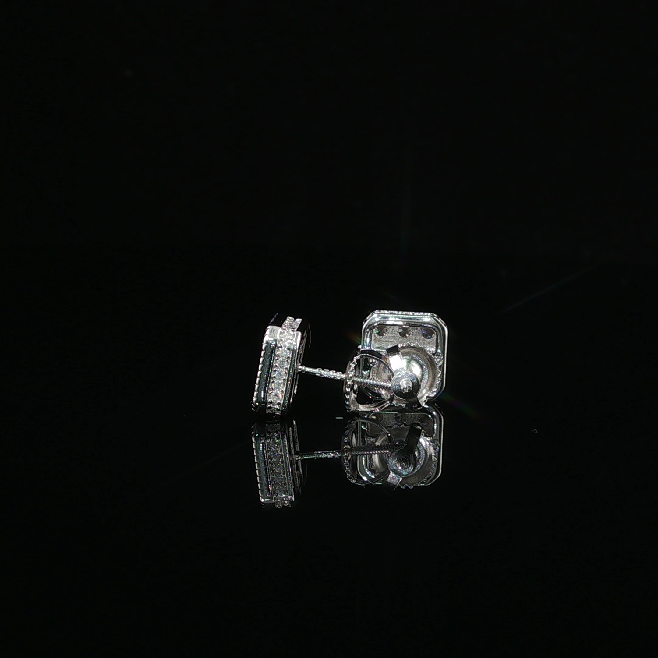 Iced Out Square Cluster Stud Earrings | 8mm | VVS
