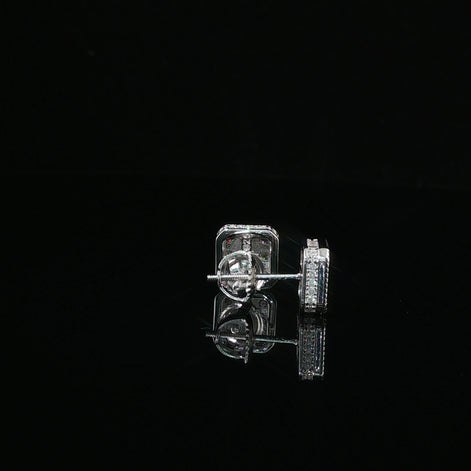 Iced Out Square Cluster Stud Earrings | 8mm | VVS
