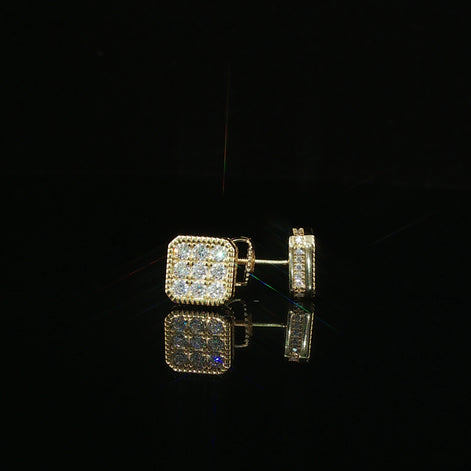 Iced Out Square Cluster Stud Earrings | 8mm | VVS