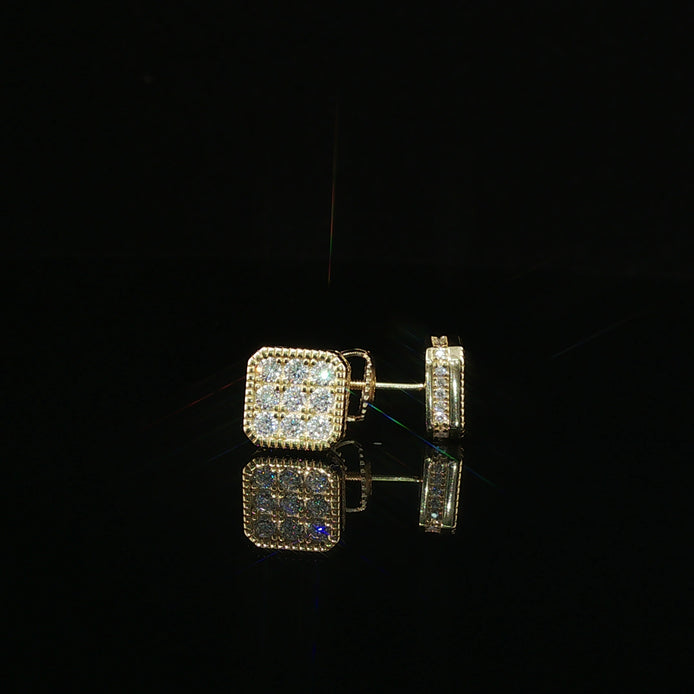 Iced Out Square Cluster Stud Earrings | 8mm | VVS