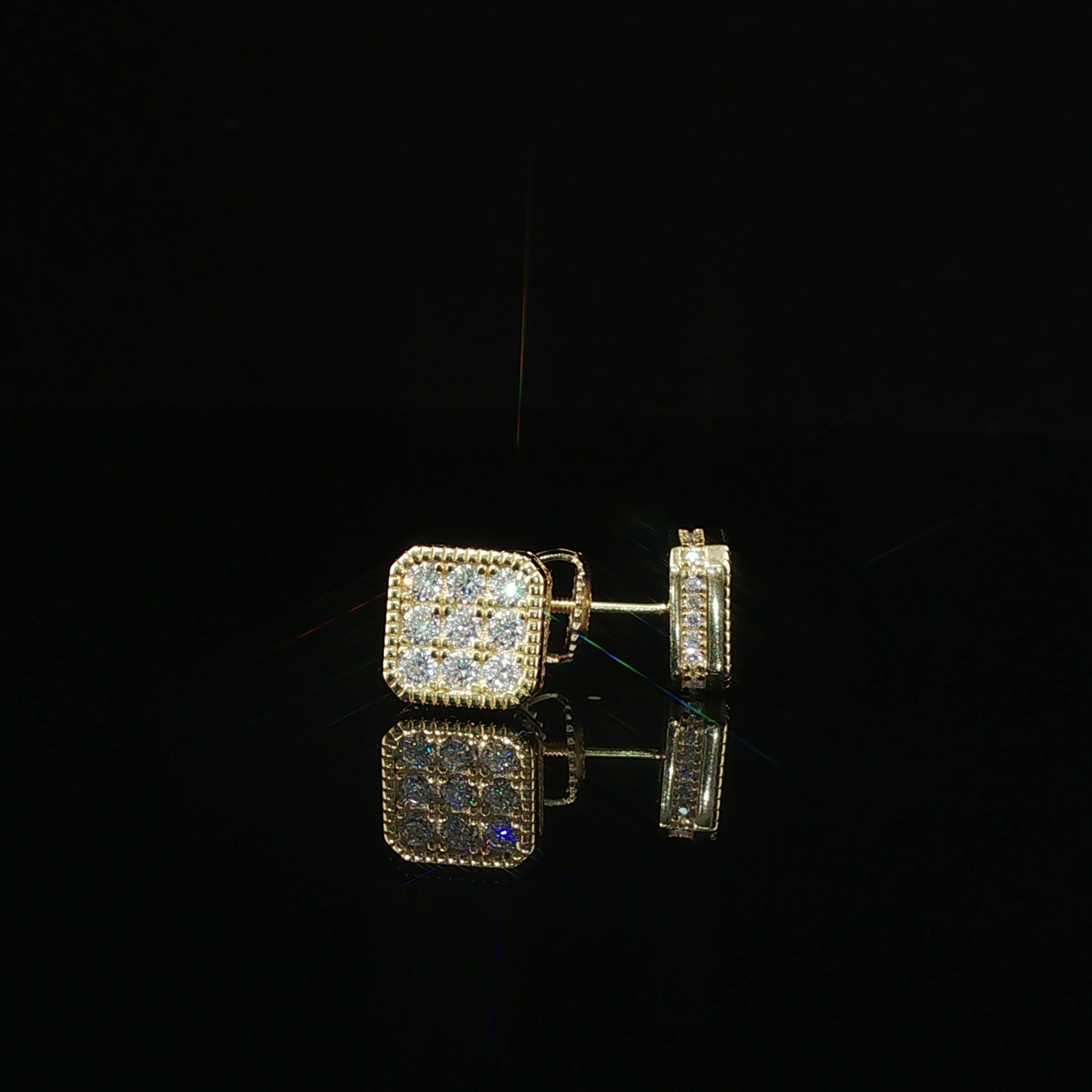 Iced Out Square Cluster Stud Earrings | 8mm | VVS
